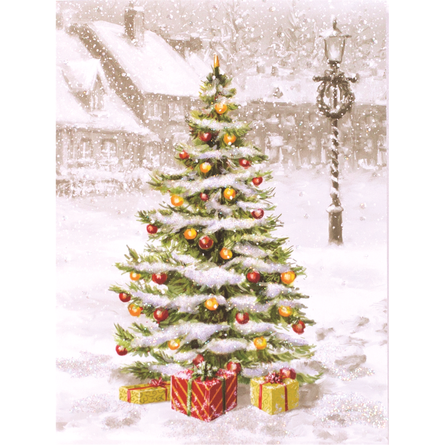 slide 1 of 1, Boxed Holiday Cards Snowy Tree Village, 20 ct