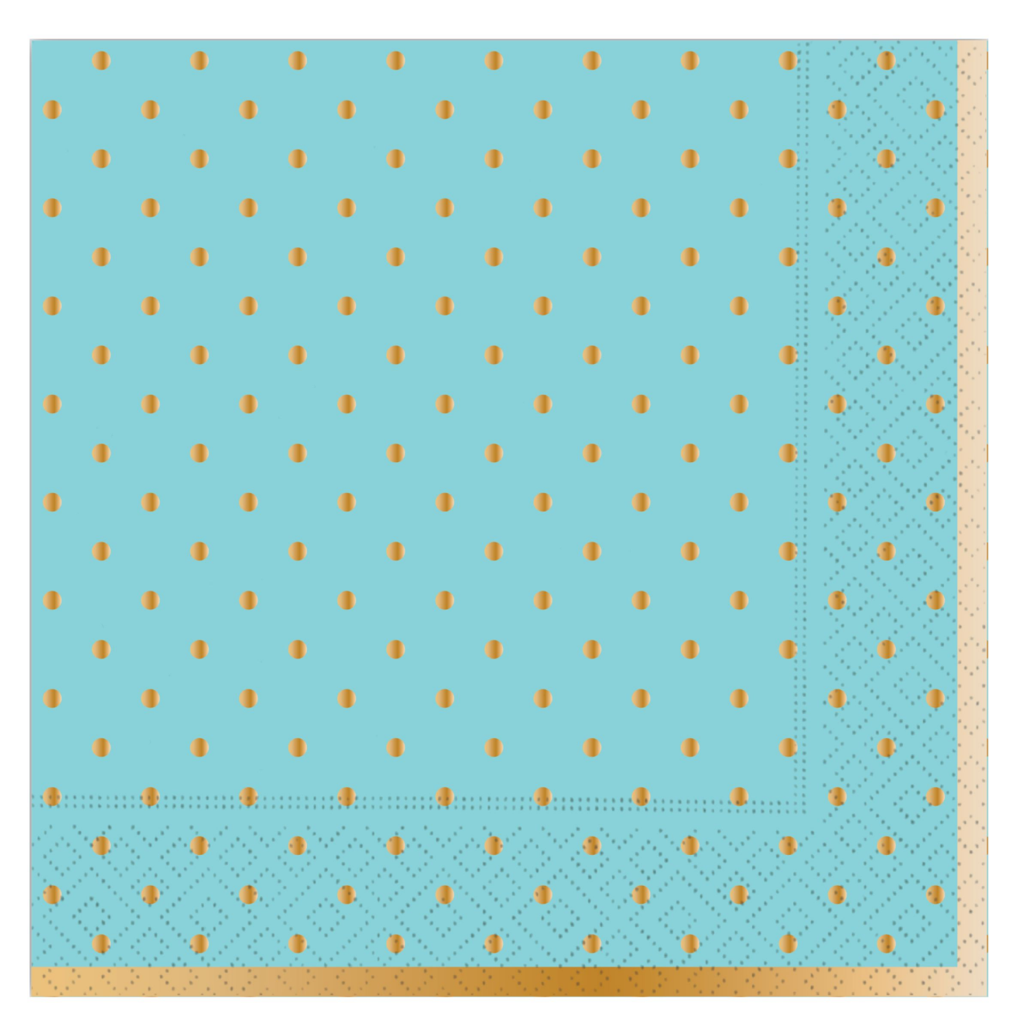 slide 1 of 1, Design Design Gold Swiss Dots Robin's Egg Luncheon Napkin, 1 ct