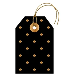 Design Design Gold Swiss Dots Black Gift Tags