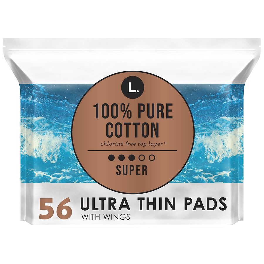 L. Chlorine Free Ultra Thin Pads, with Wings, Organic Top Sheet Unscented, Super Absorbency 42