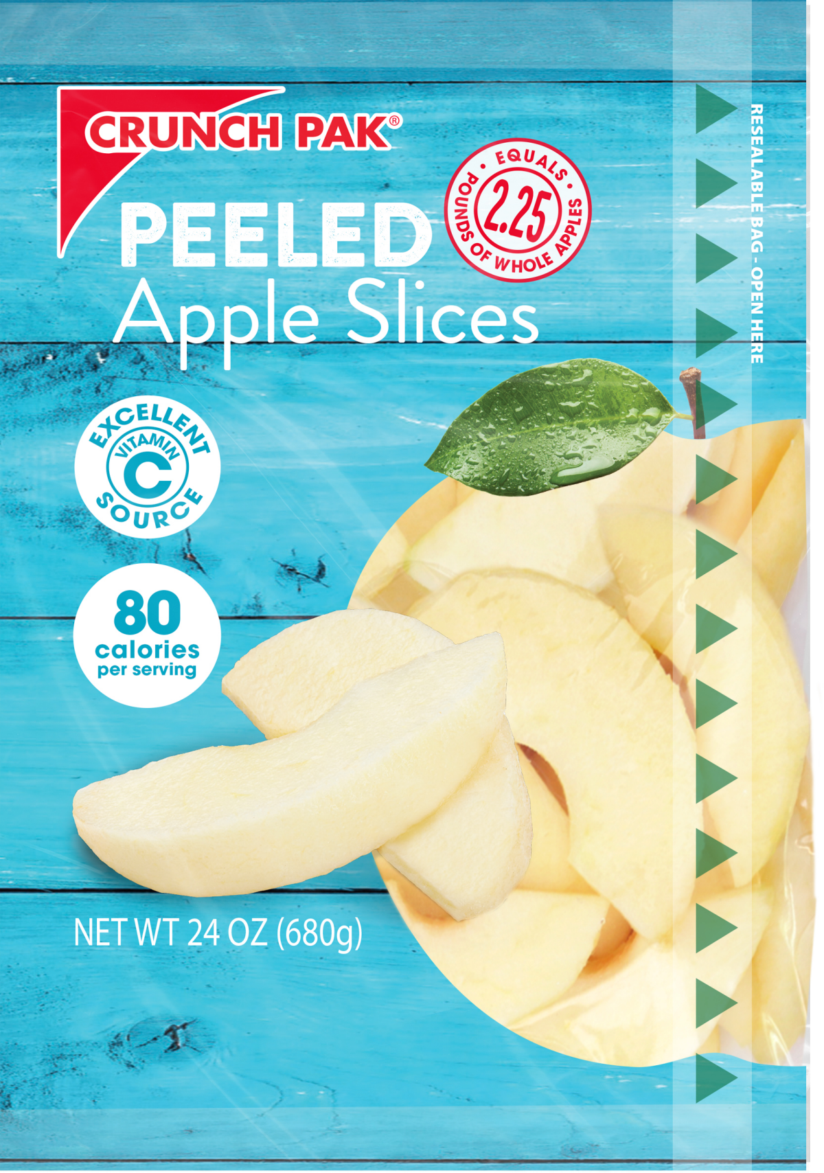 slide 1 of 5, Crunch Pak Peeled Apple Slices 24 oz Gusseted Bag, 24 oz