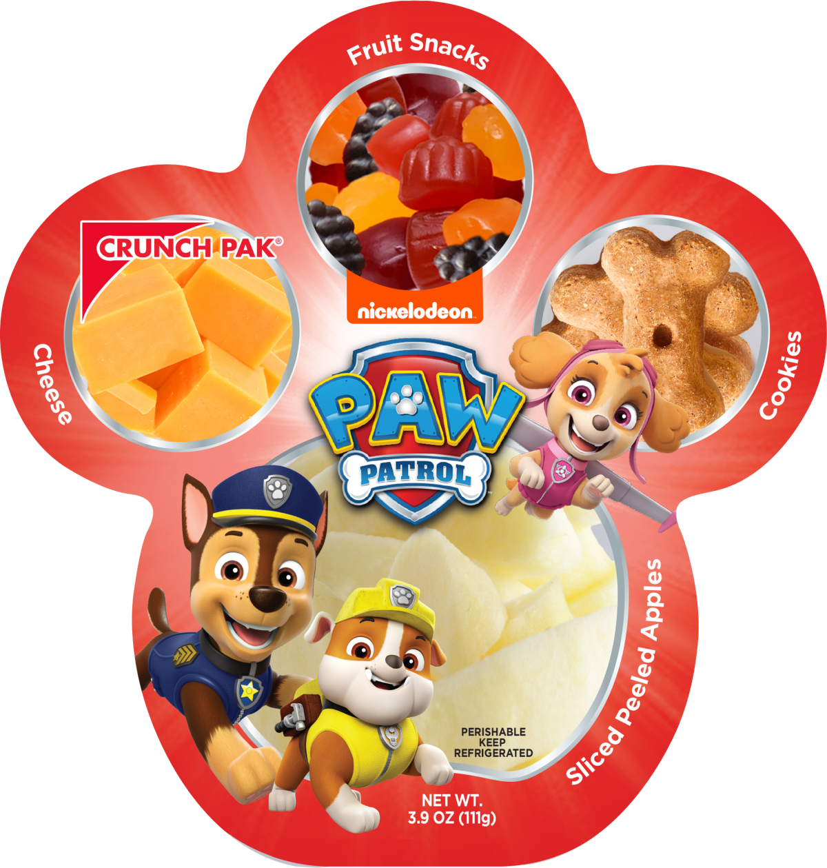 slide 1 of 5, Crunch Pak Paw Patrol Apples, Cheddar, Fruit Snacks & Cookies 3.9 oz, 3.9 oz