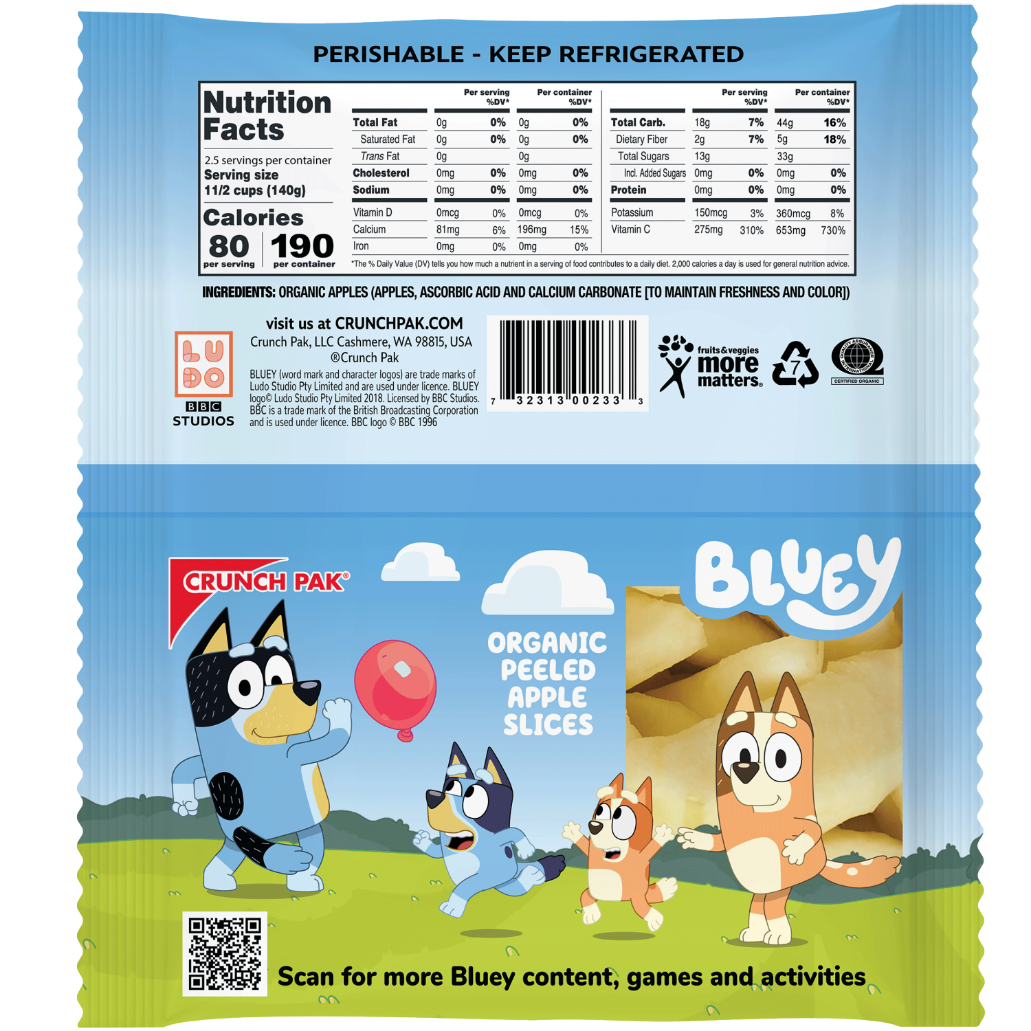 slide 2 of 2, Crunch Pak Bluey Organic Peeled Apple Slices 12 oz, 12 oz