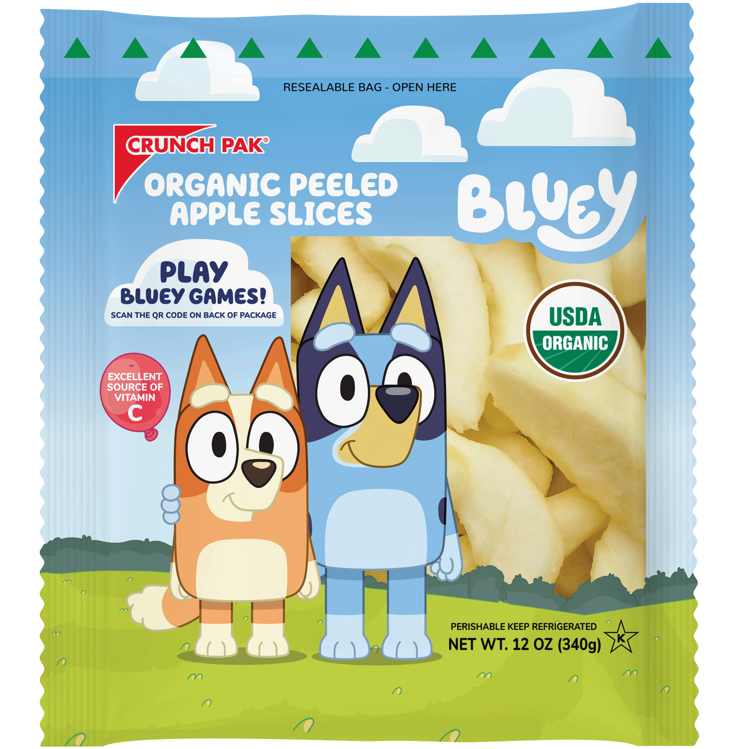 slide 1 of 2, Crunch Pak Bluey Organic Peeled Apple Slices 12 oz, 12 oz