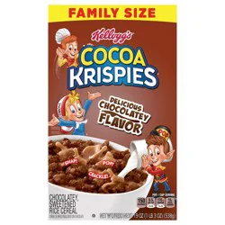 Kellogg's Cocoa Krispies Breakfast Cereal, Kids Snacks, Family Breakfast, Family Size, Chocolatey Flavor, 19oz Box (1 Box)