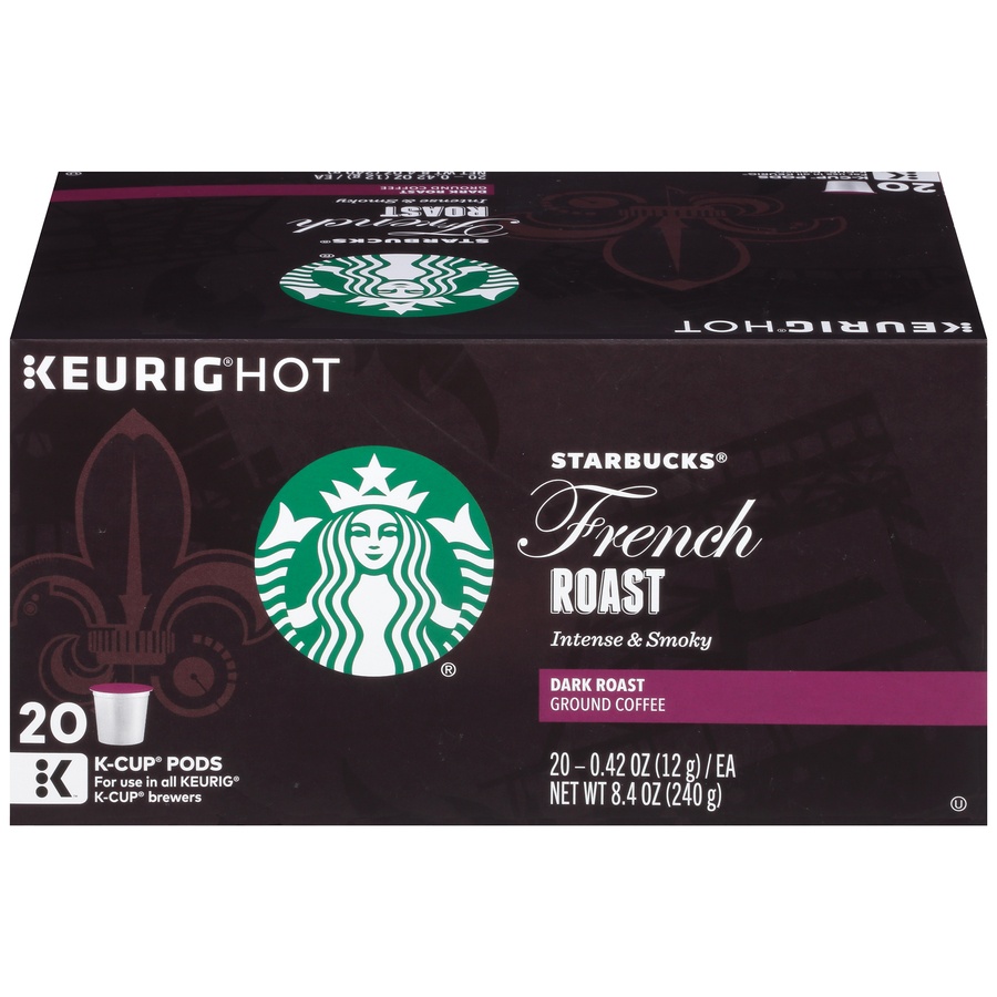 slide 1 of 1, Starbucks French Dark Roast Ground Coffee K-Cup Pods, 20 ct; 0.42 oz