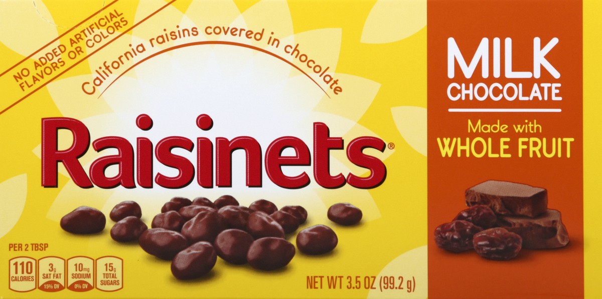 slide 1 of 9, Raisinets Milk Chocolate Raisins 3.5 oz, 3.5 oz