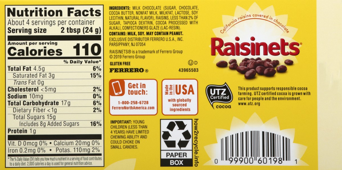 slide 5 of 9, Raisinets Milk Chocolate Raisins 3.5 oz, 3.5 oz