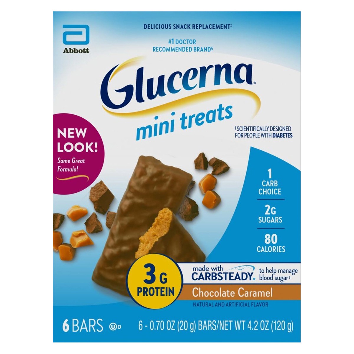 slide 1 of 4, Glucerna Mini Treats Chocolate Caramel Bars 6 - 0.70 oz Bars, 6 ct; 0.7 oz