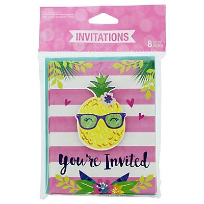 slide 1 of 1, Creative Converting Pineapple N' Friends Invitations, 8 ct