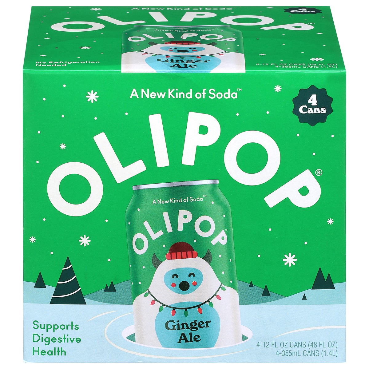 slide 1 of 14, Olipop Ginger Ale - 4 x 12 fl oz Cans, 4 ct; 12 fl oz