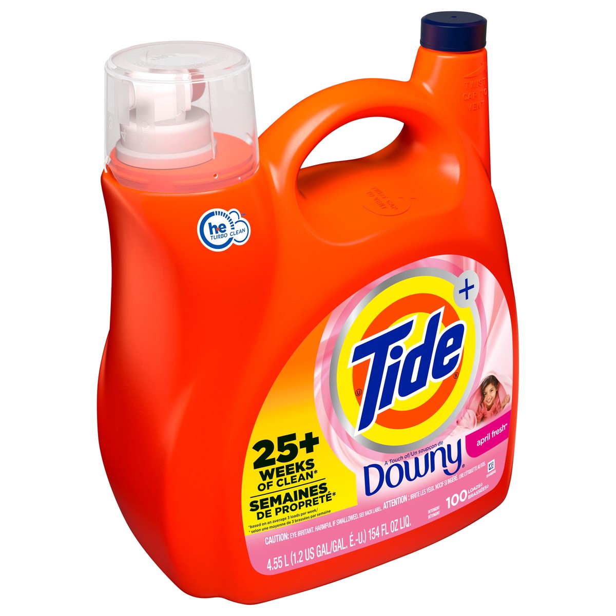 slide 2 of 6, Tide Liquid Laundry Detergent with a Touch of Downy, April Fresh, 100 loads, 154 fl oz, HE Compatible, 154 fl oz