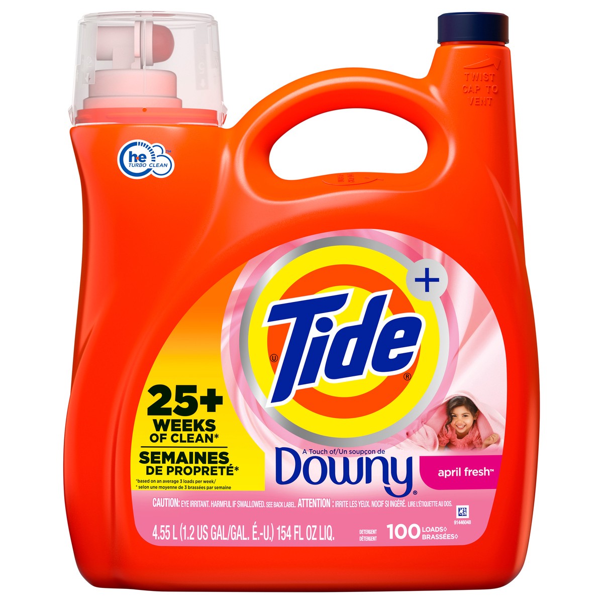 slide 1 of 6, Tide Liquid Laundry Detergent with a Touch of Downy, April Fresh, 100 loads, 154 fl oz, HE Compatible, 154 fl oz