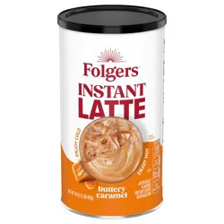 Folgers Buttery Caramel Instant Latte, Artificially Flavored Instant Coffee Beverage Mix, 16-Oz. Canister