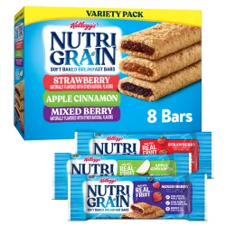 Kellogg's Nutri-Grain Soft Baked Breakfast Bars, Made with Whole Grains, Kids Snacks, Variety Pack