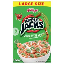 Kellogg's Apple Jacks Cold Breakfast Cereal, 8 Vitamins and Minerals, Kids Snacks, Large Size, Original, 13.2oz Box (1 Box)