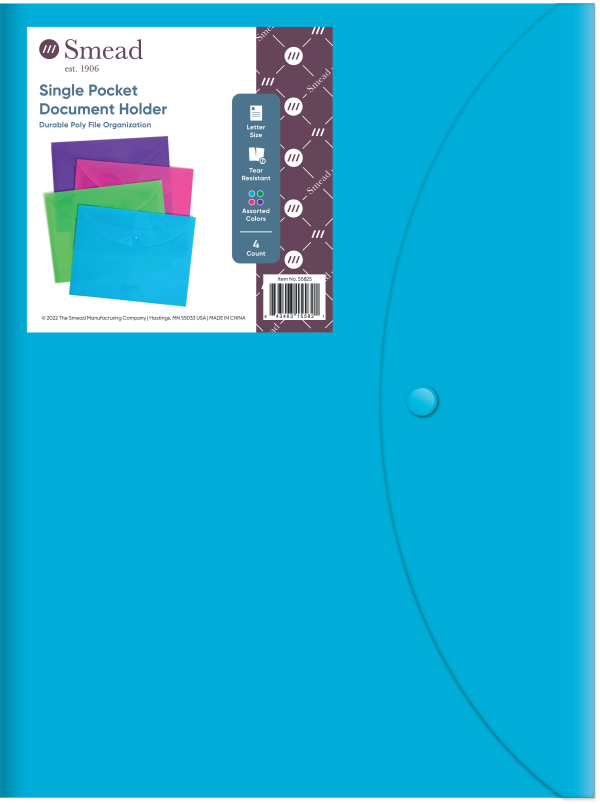 slide 3 of 4, SMEAD Single Pocket Poly Envelope, Letter Size, Assorted Colors, 4 ct