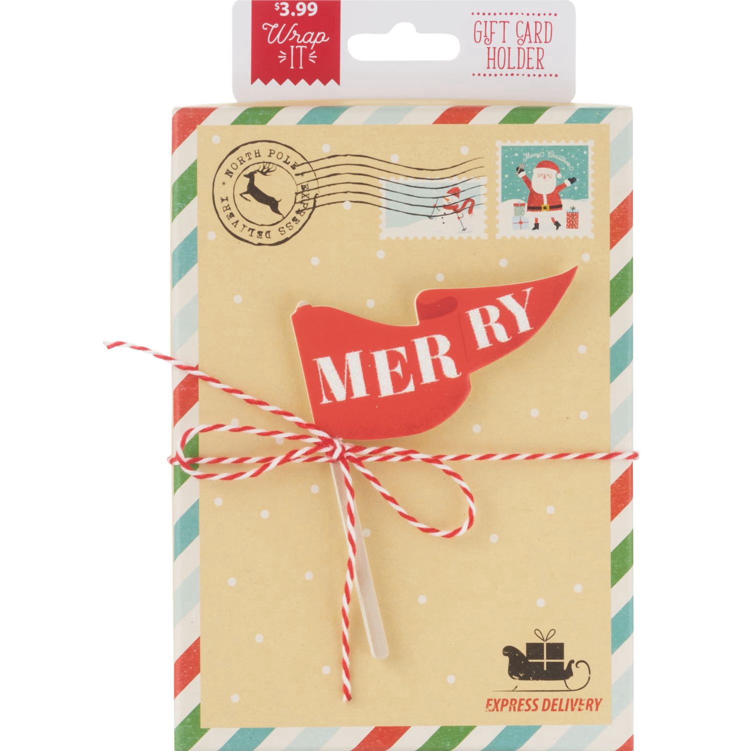 slide 1 of 1, Wrap It "Merry" Banner Gift Card Box, 7.3 X 4.5 In, 13 ct