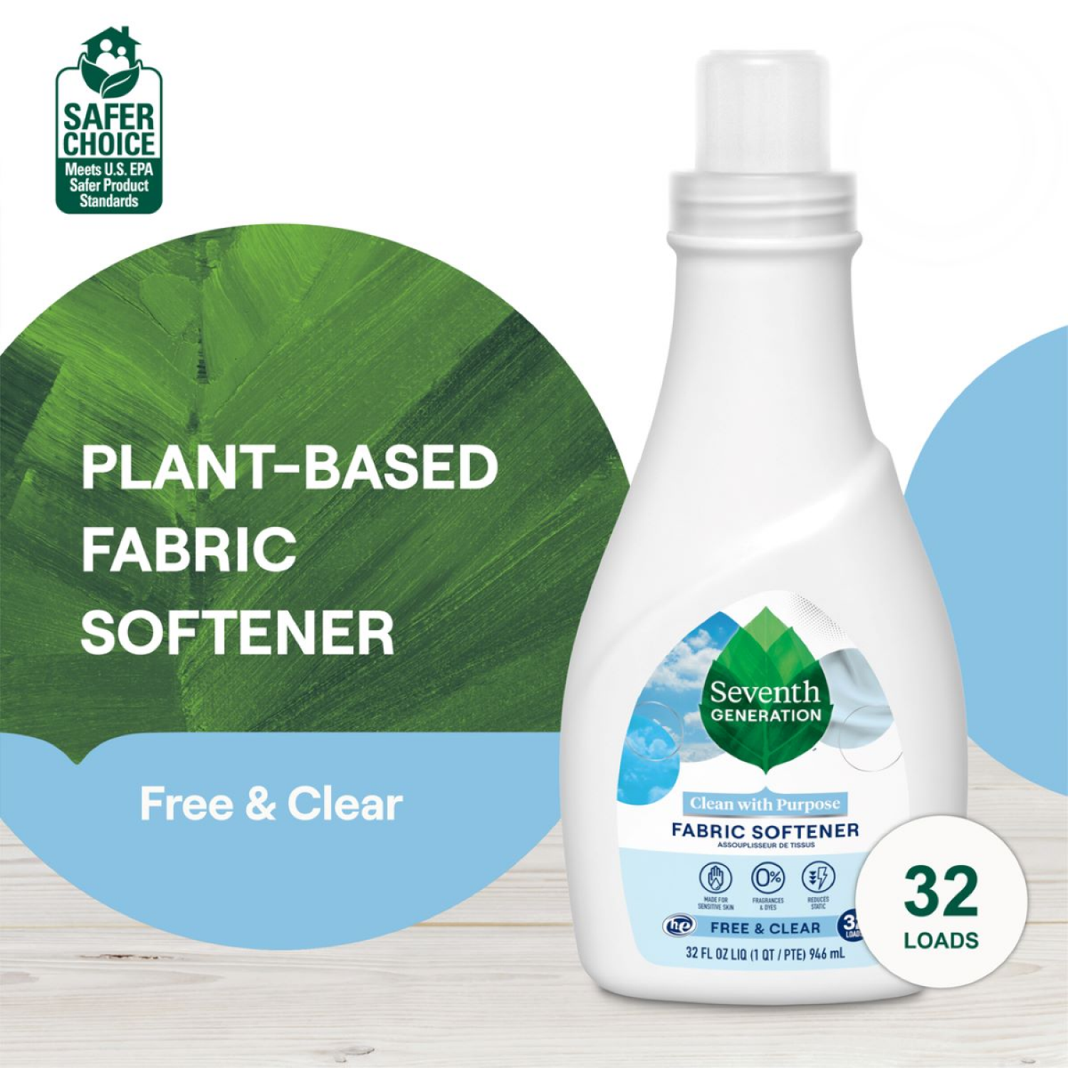 slide 5 of 7, Seventh Generation Free & Clear Fabric Softener 32 fl oz, 32 fl oz