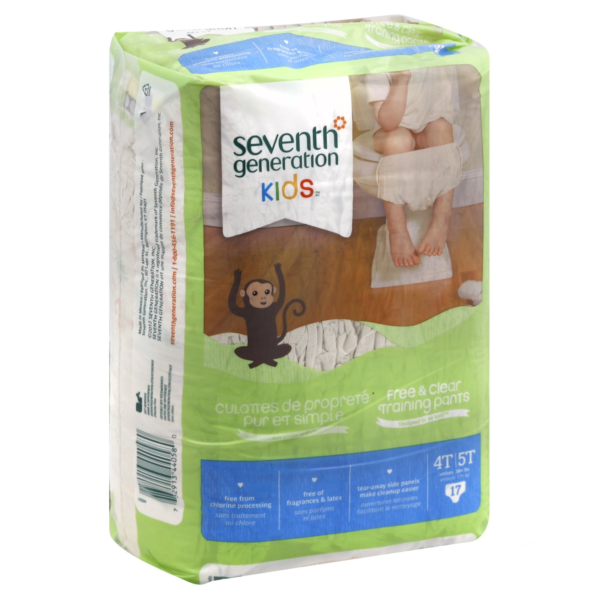 slide 1 of 3, Seventh Generation Free & Clear Training Pants 4T-5T, 17 ct