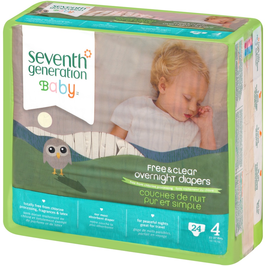 slide 3 of 3, Seventh Generation Disposable Overnight Stage 4 Diapers, 24 ct