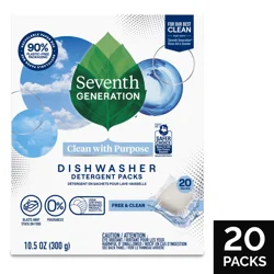 Seventh Generation Dishwasher Detergent Packs Free & Clear, 20 count