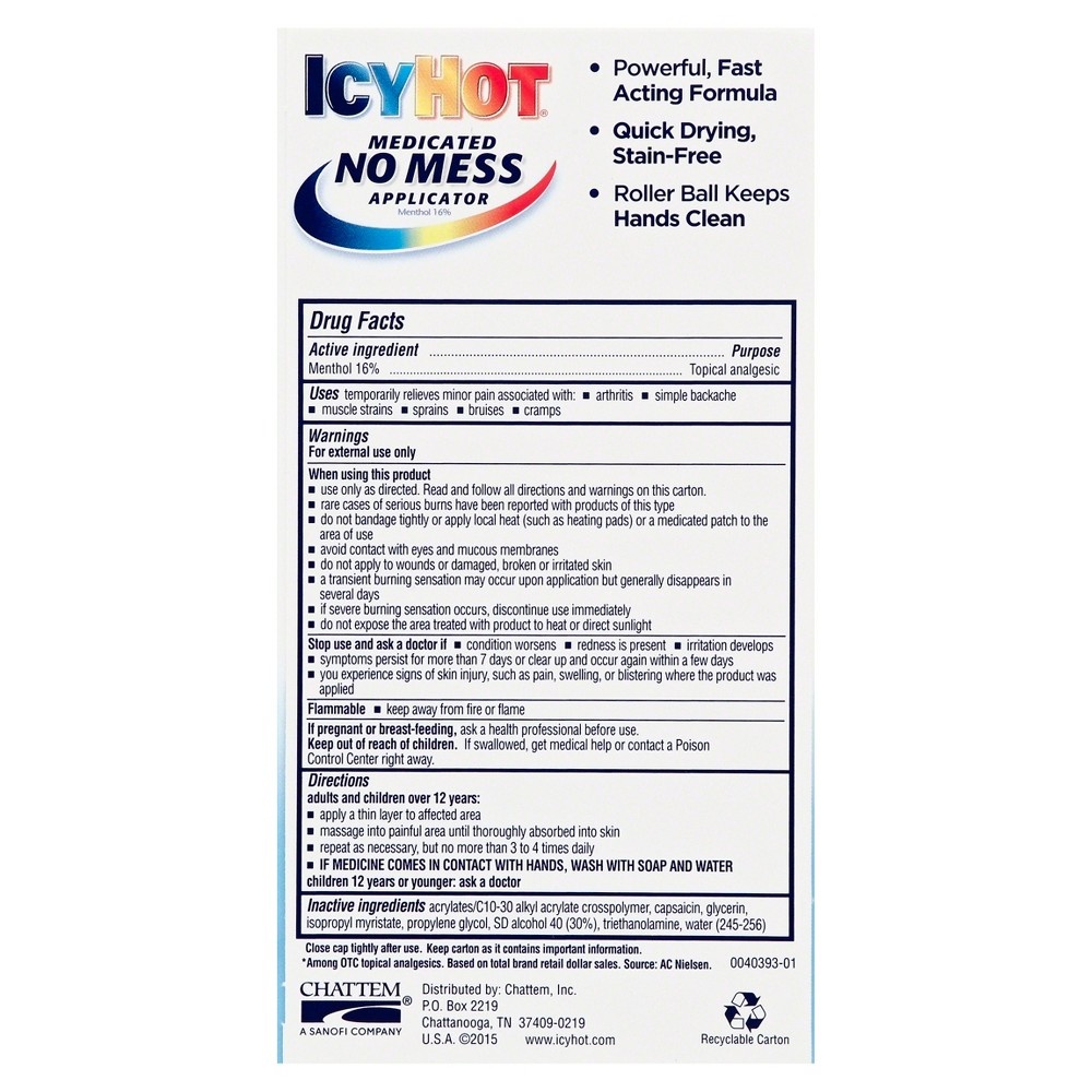 slide 3 of 3, Icy Hot Original No Mess Roll-On Pain Relief 2.5 fl oz, 2.5 fl oz