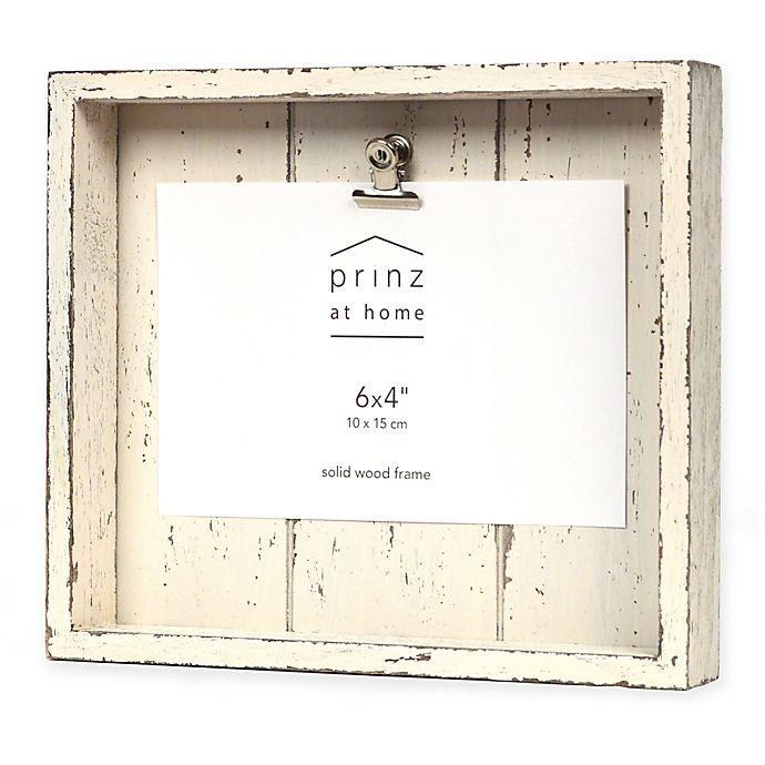 slide 1 of 1, Prinz Crate Wood Clip Picture Frame - White, 4 in x 6 in