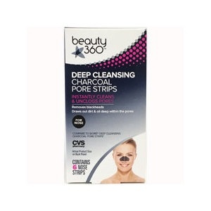 slide 1 of 1, Beauty 360 Deep Cleansing Charcoal Pore Strips, 6 ct