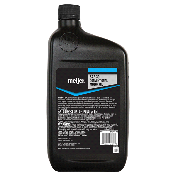 slide 4 of 5, Meijer Conventional SAE 30 Motor Oil, 1 qt