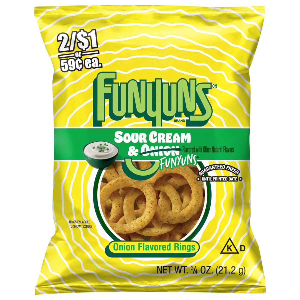 slide 1 of 9, Funyuns Onion Flavored Rings Sour Cream & Onion 3/4 Oz, 0.75 oz