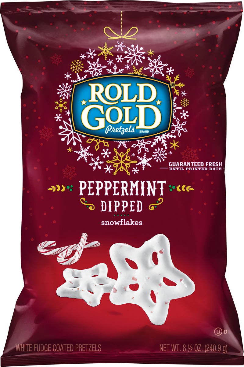 slide 4 of 5, Rold Gold White Fudge Coated Pretzels Peppermint Dipped Snowflakes 8.5 Oz, 8.5 oz