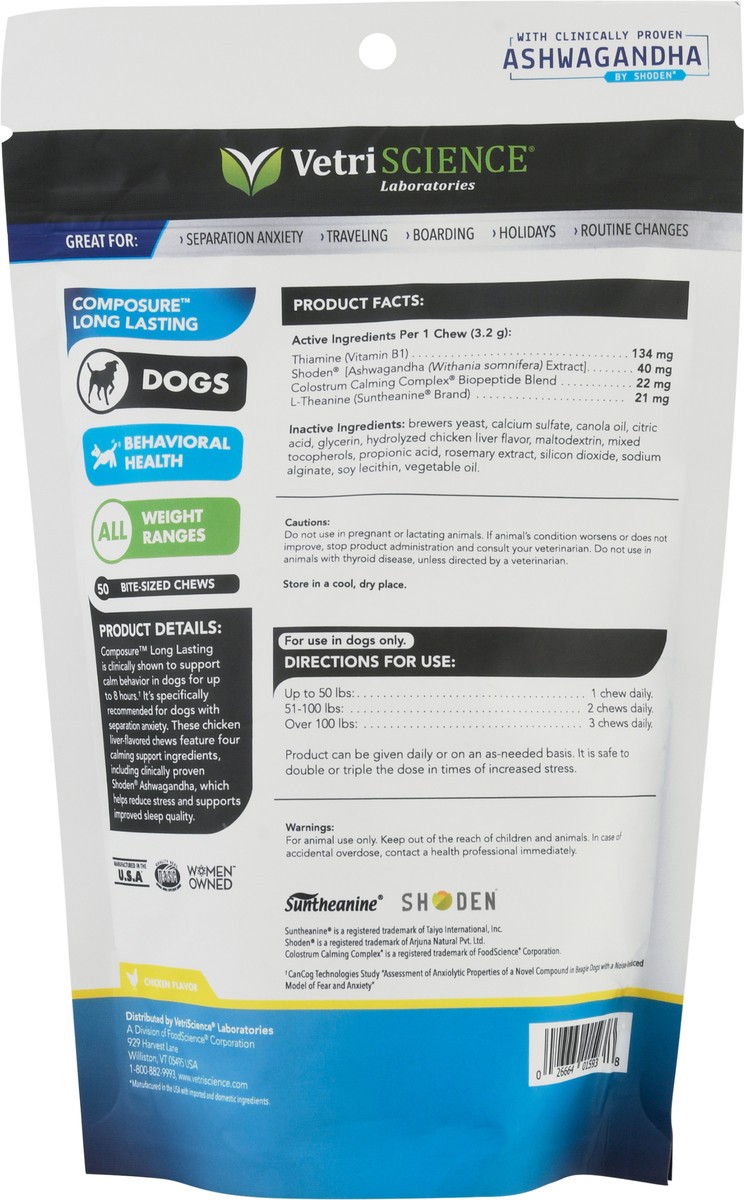 slide 5 of 9, VetriScience Composure Chicken Flavor Bite-Sized Chew Calming Supplement 5.64 oz, 5.64 oz