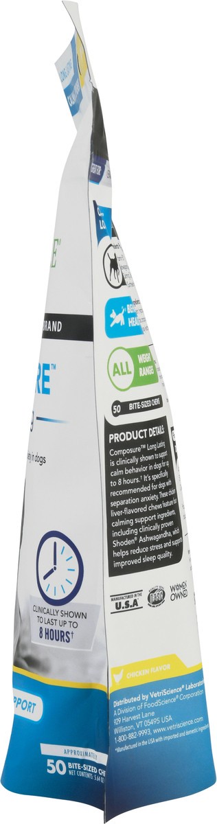 slide 4 of 9, VetriScience Composure Chicken Flavor Bite-Sized Chew Calming Supplement 5.64 oz, 5.64 oz