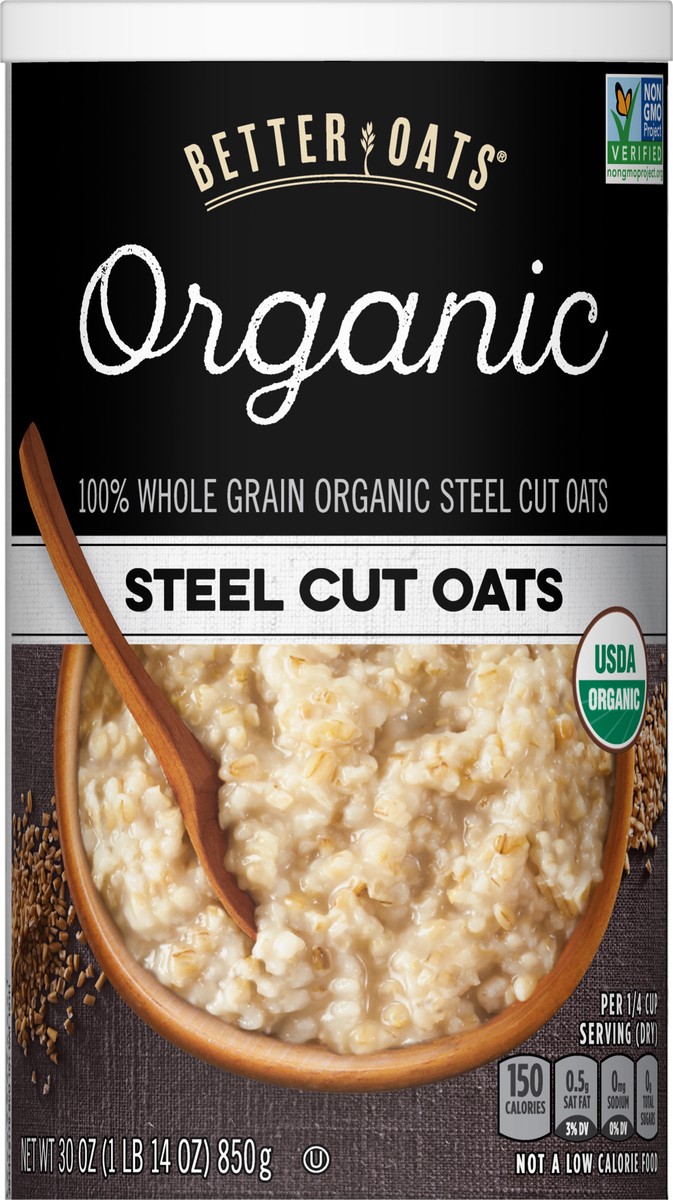 slide 4 of 13, Better Oats Organic Steel Cut Oats, 30 OZ Tub, 30 oz