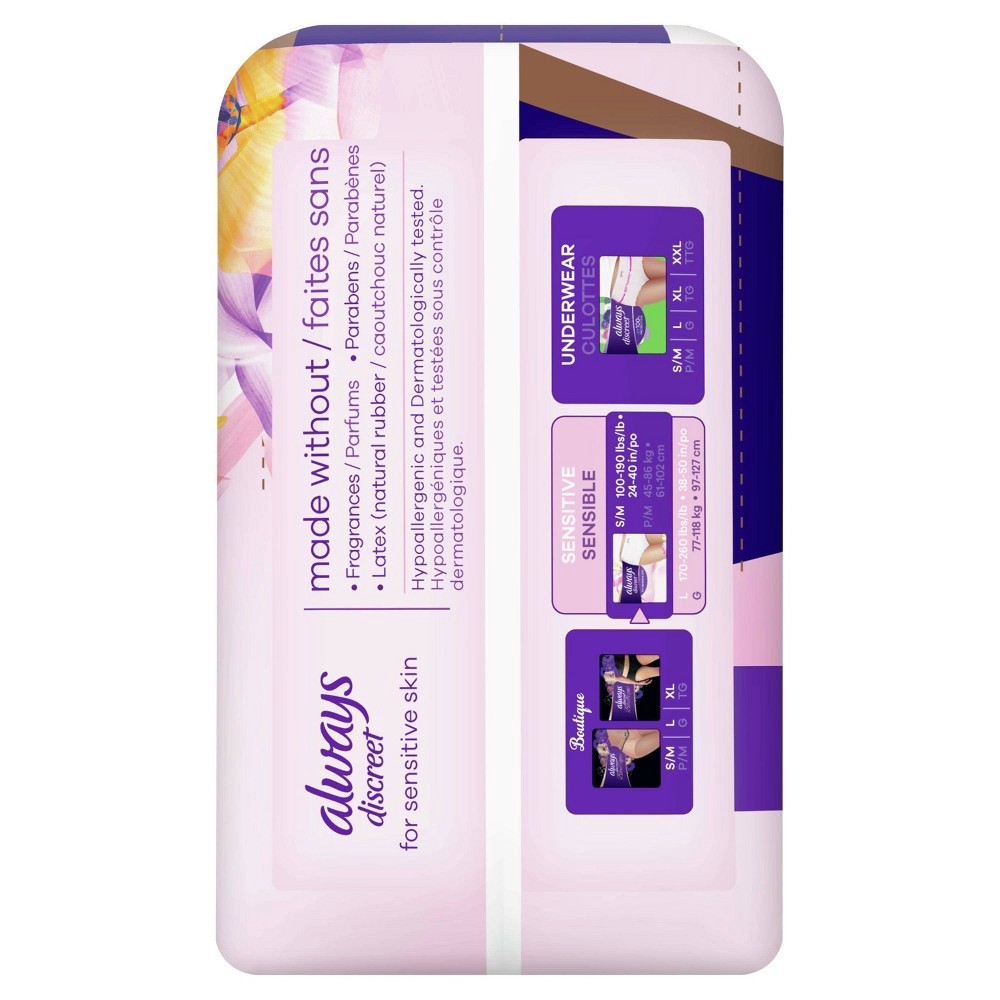 slide 8 of 10, Always Discreet for Sensitive Skin Underwear, Four Times Skin Protection, Dermatologically Tested, Fragrance-Free, Maximum Absorbency, 16 CT S/M, 16 ct