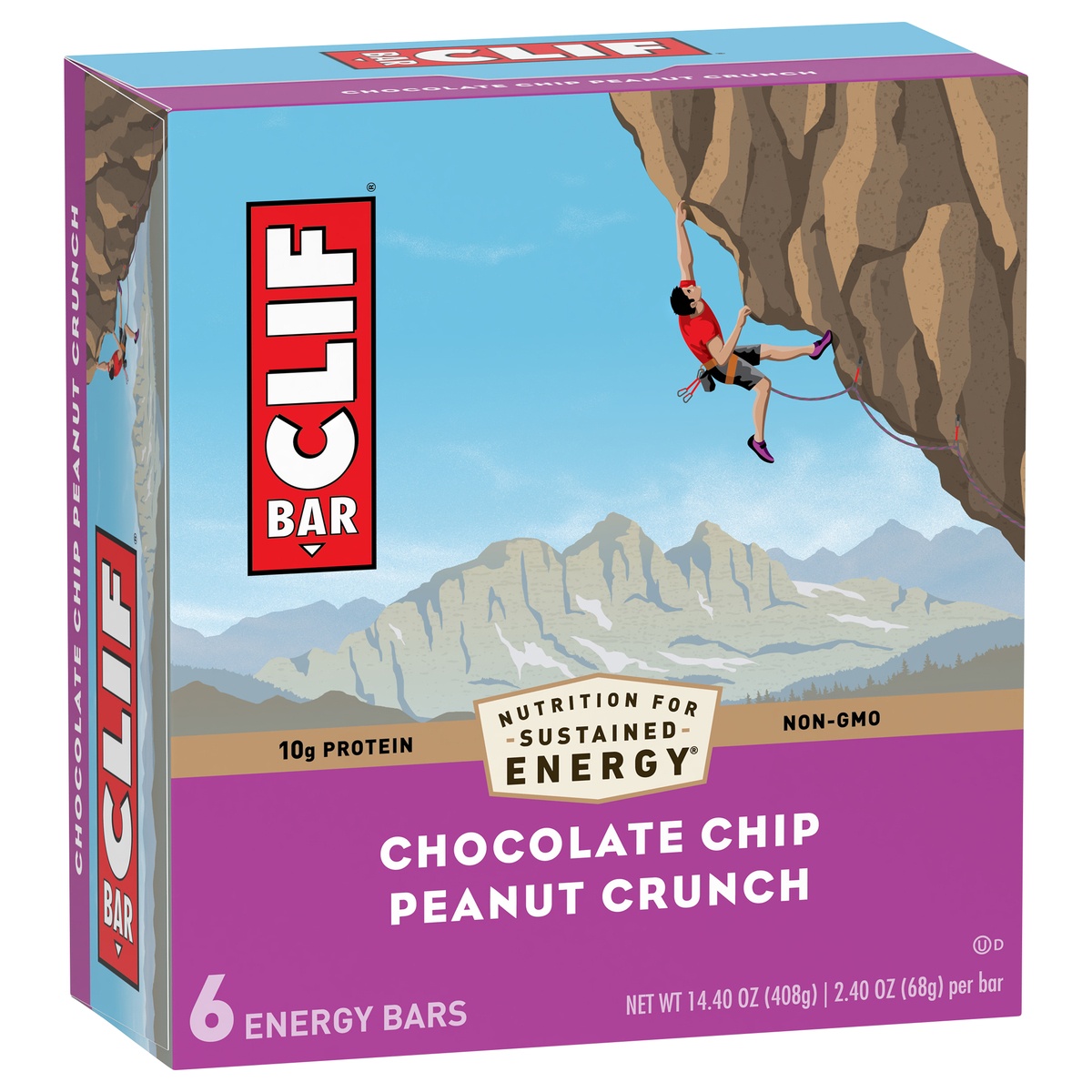 slide 2 of 10, CLIF Chocolate Chip Peanut Crunch Nutrition Bars, 6 ct