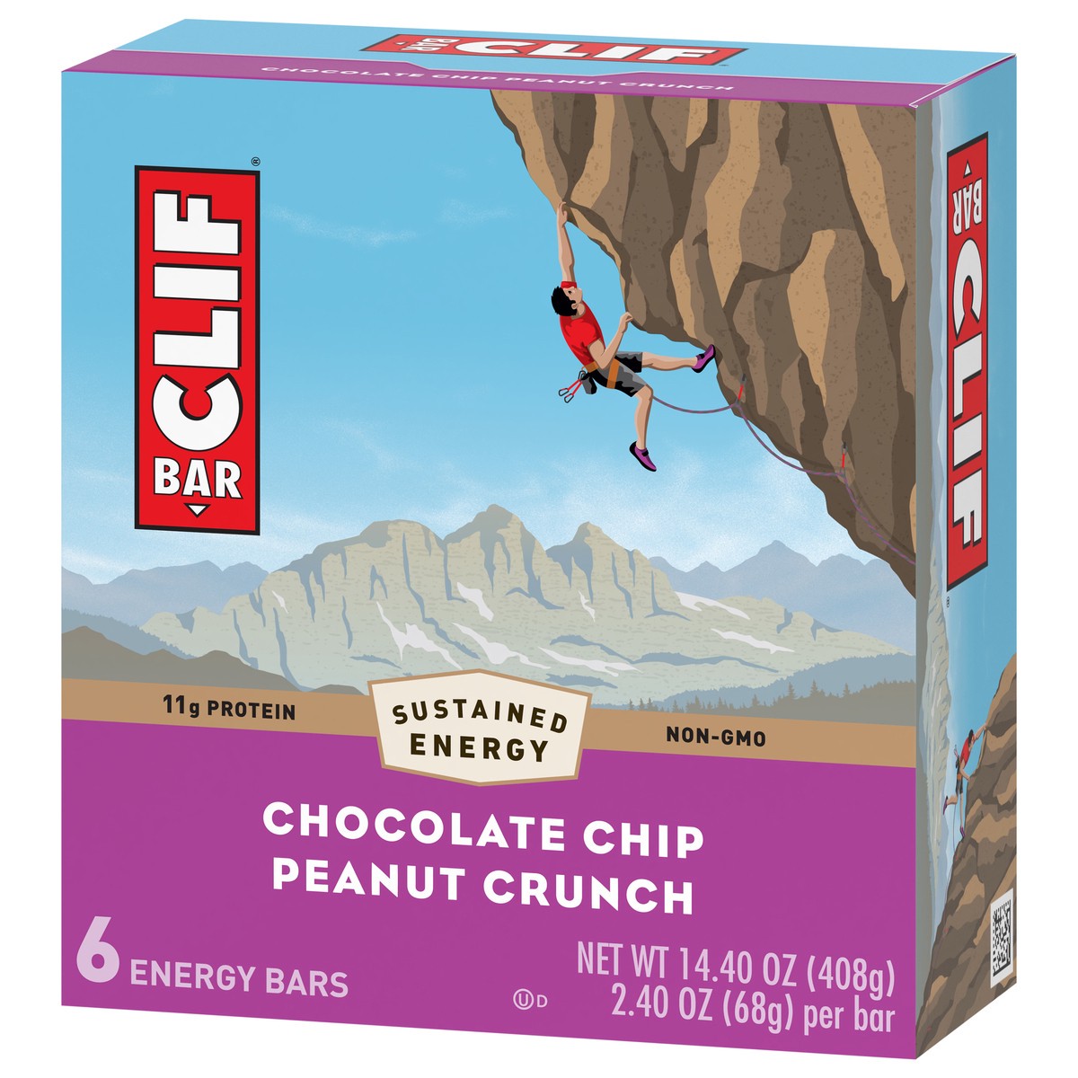 slide 3 of 11, CLIF BAR - Chocolate Chip Peanut Crunch - Made with Organic Oats - 11g Protein - Non-GMO - Plant Based - Energy Bars - 2.4 oz. (6 Pack), 14.4 oz