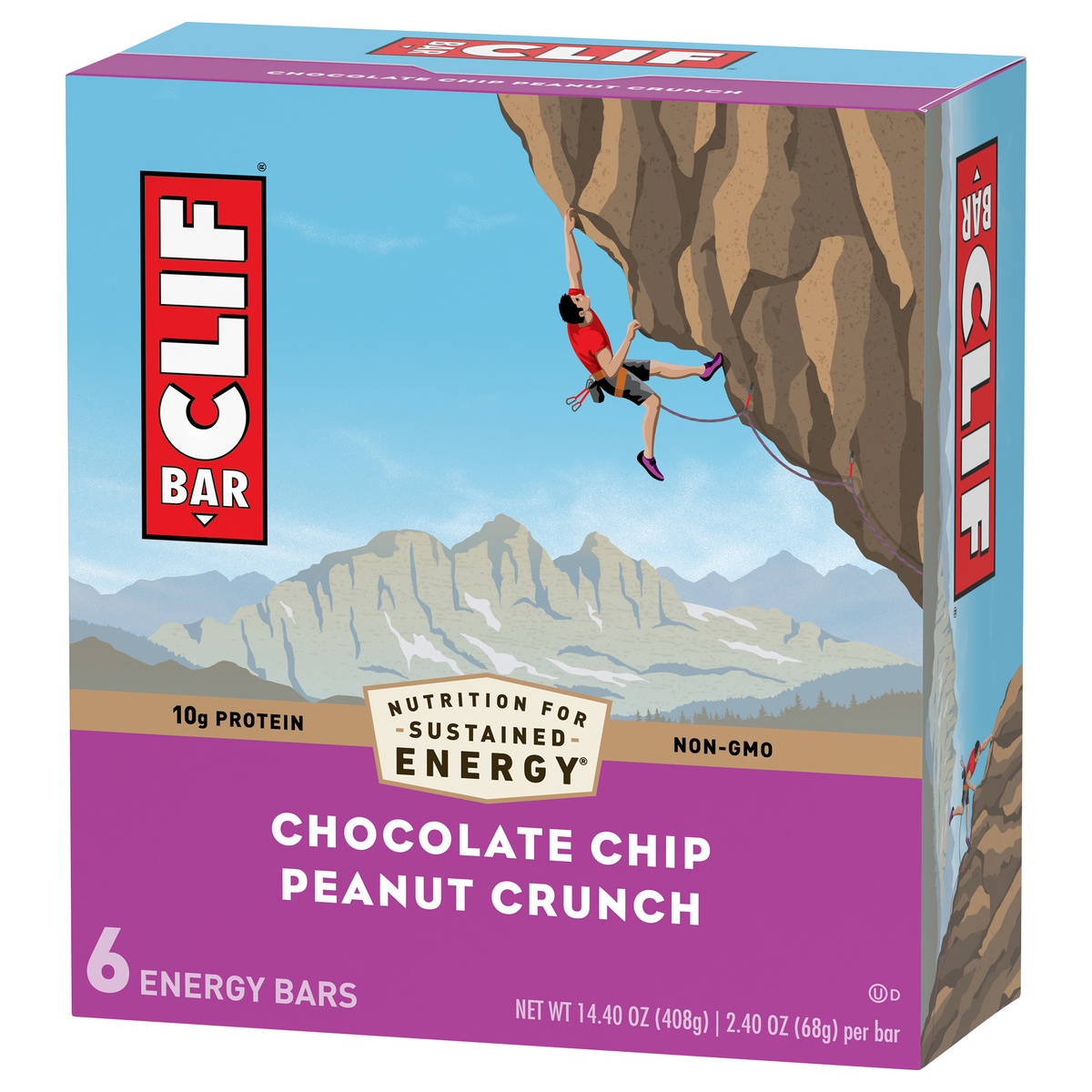 slide 3 of 10, CLIF Chocolate Chip Peanut Crunch Nutrition Bars, 6 ct