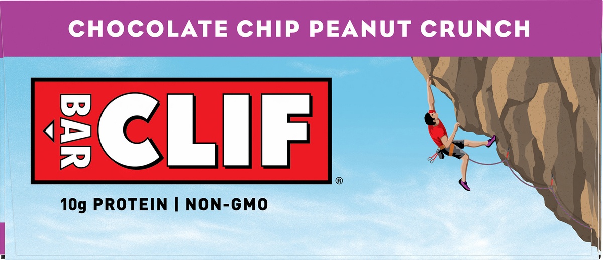 slide 8 of 10, CLIF Chocolate Chip Peanut Crunch Nutrition Bars, 6 ct