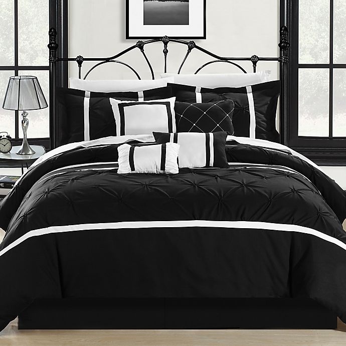 slide 2 of 5, Chic Home Uttermost Valde Queen Comforter Set - Black, 8 ct