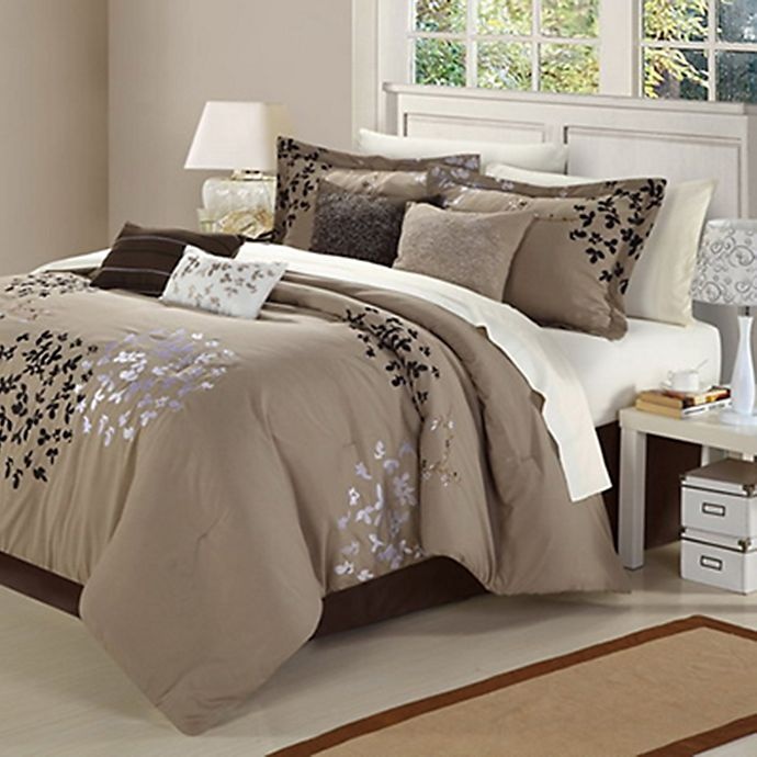 slide 2 of 5, Chic Home Budz King Comforter Set - Taupe, 8 ct