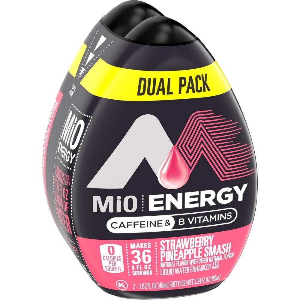 slide 6 of 9, MiO Energy Strawberry Pineapple Smash Naturally Flavored Liquid Water Enhancer with Caffeine & B Vitamins Dual Pack, 2 ct Pack, 1.62 fl oz Bottles, 2 ct