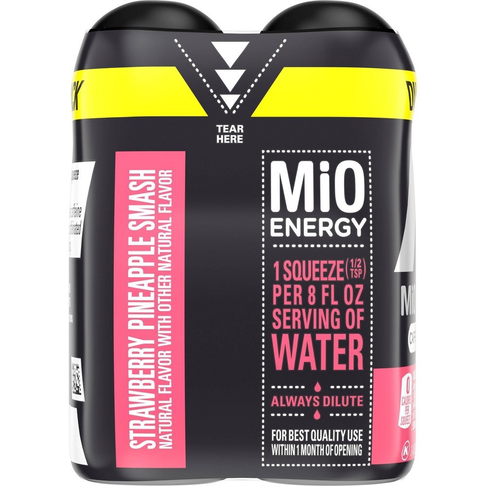 slide 8 of 9, MiO Energy Strawberry Pineapple Smash Naturally Flavored Liquid Water Enhancer with Caffeine & B Vitamins Dual Pack, 2 ct Pack, 1.62 fl oz Bottles, 2 ct