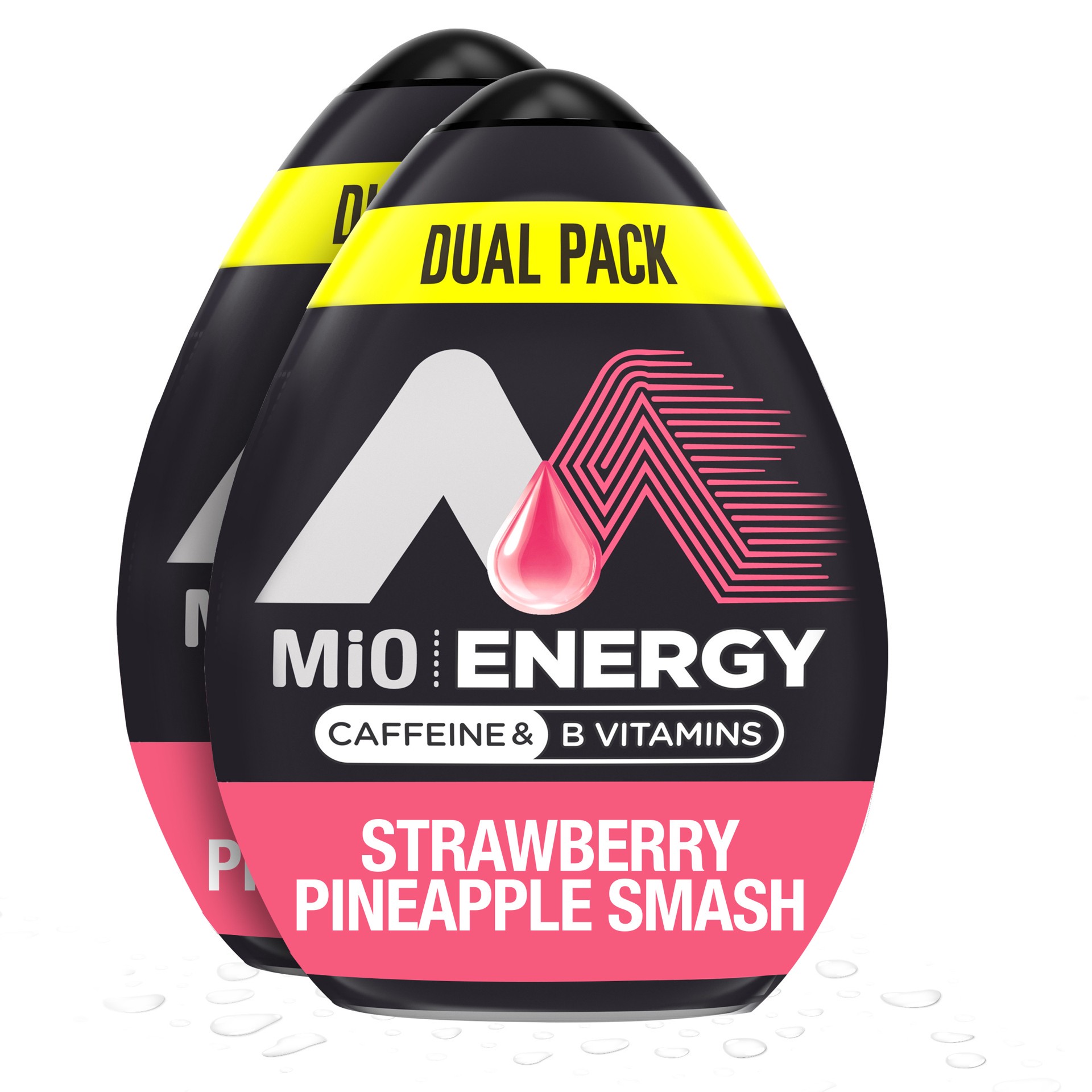 slide 1 of 9, MiO Energy Strawberry Pineapple Smash Naturally Flavored Liquid Water Enhancer with Caffeine & B Vitamins Dual Pack, 2 ct Pack, 1.62 fl oz Bottles, 2 ct