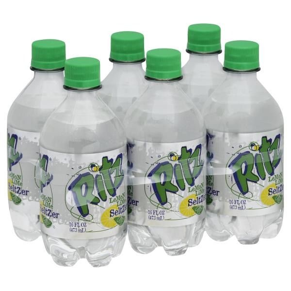 slide 1 of 1, Ritz Seltzer Water, Lemon Lime, 6 Pack, Bottle, 16 oz