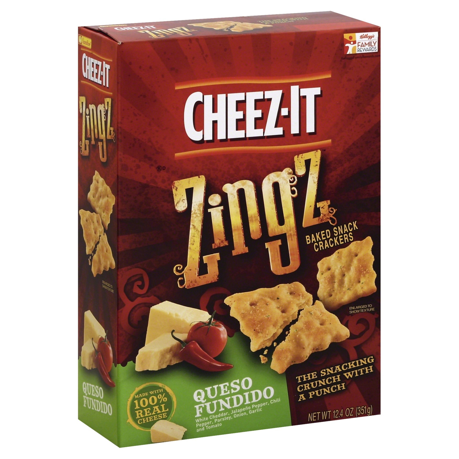 slide 1 of 2, Cheez-It Zingz Queso Fundido Baked Snack Crackers, 12.4 oz