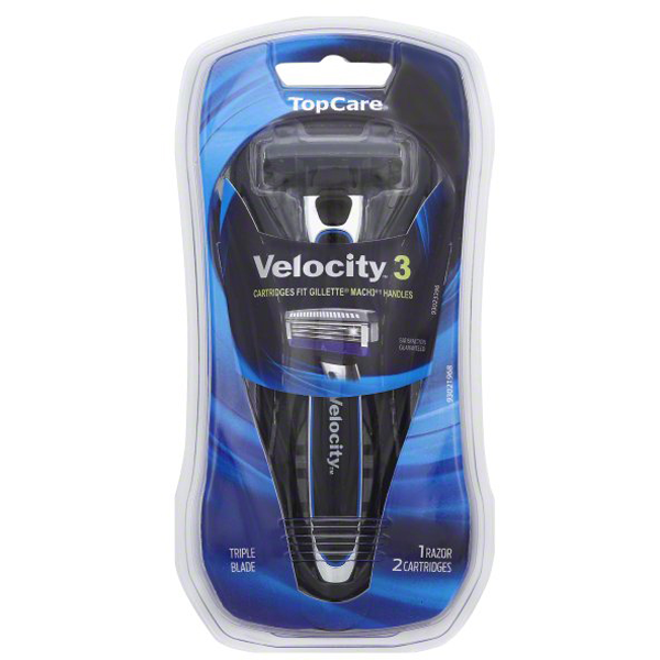 slide 1 of 1, TopCare Razor Men Velocity Handle Set With Refill, 1 ct