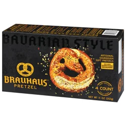 Brauhaus Pretzel Soft Sourdough Artisanal Bavarian Style Pretzels 4 ea