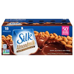 Silk Shelf-Stable Almondmilk Singles, Dark Chocolate, Dairy-Free, Vegan, Non-GMO Project Verified, 8 oz. (Pack of 18)